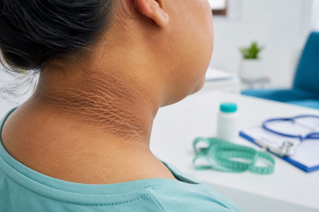 Acantosis nigricans en el cuello relacionada con resistencia a la insulina